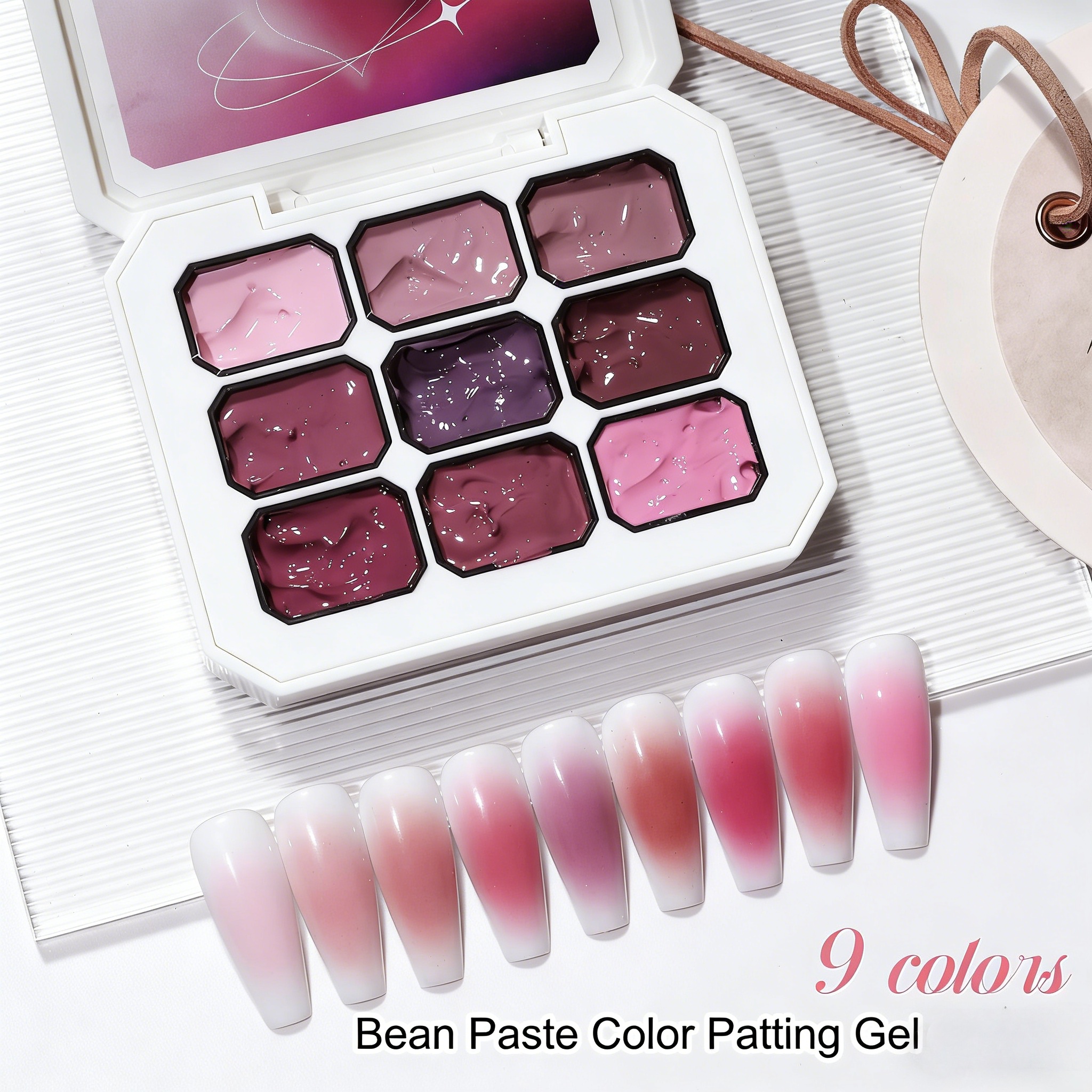 Hair Care Gel - 9-color pink solid nail polish ,