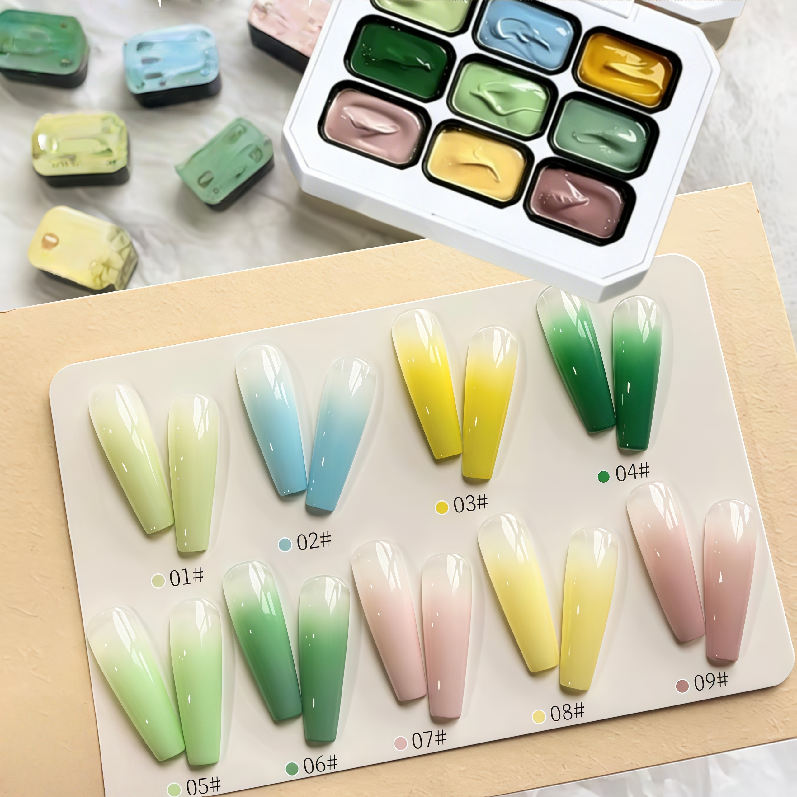 9-color solid nail polish,Bean - Hair Care Gel 评论和价格