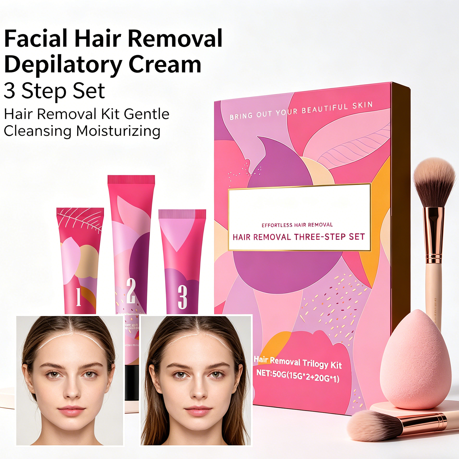 Facial Hair Removal 3-Step Kit - Hair Care Step 评论和价格