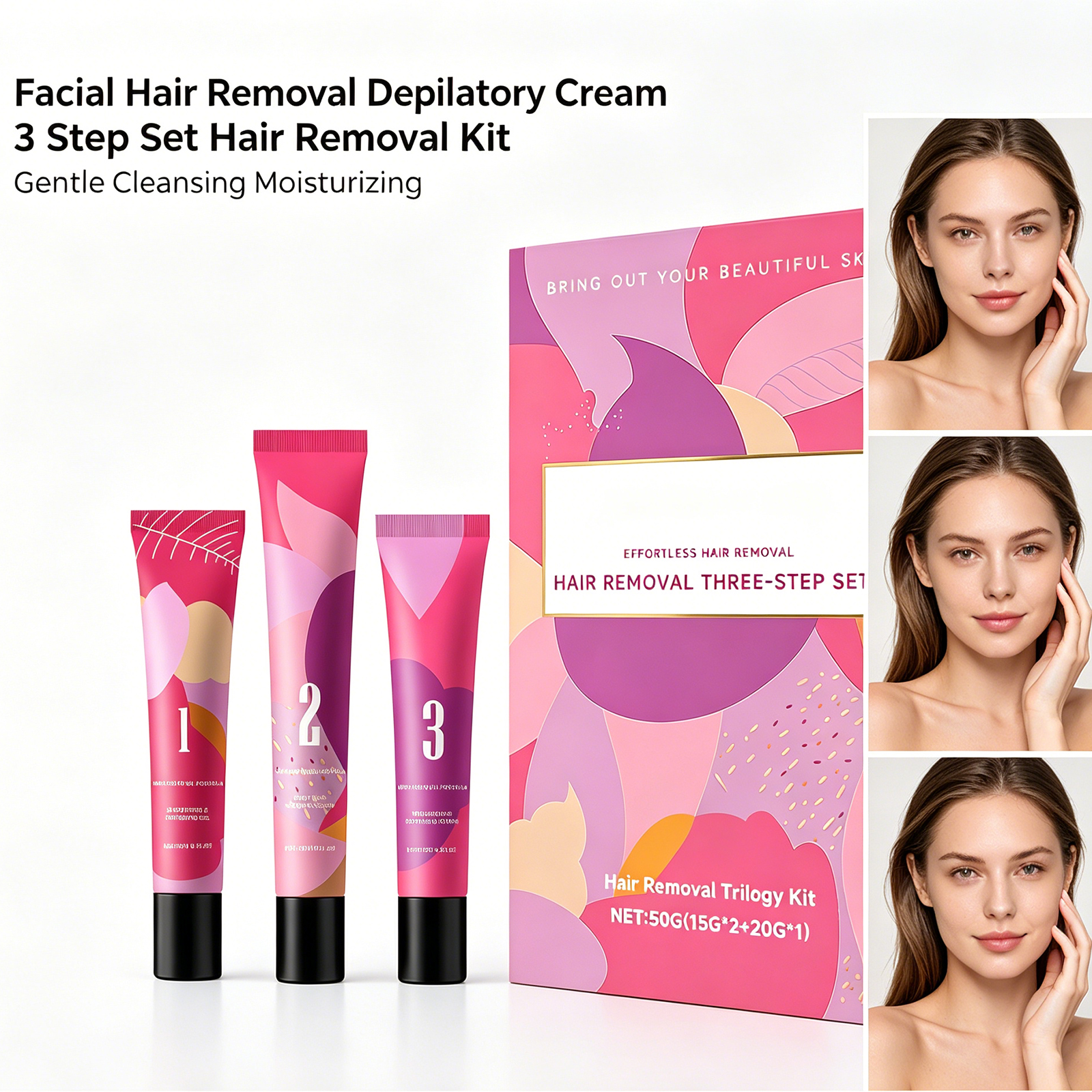 Facial Hair Removal 3-Step Kit - Hair Care Step 评论和价格