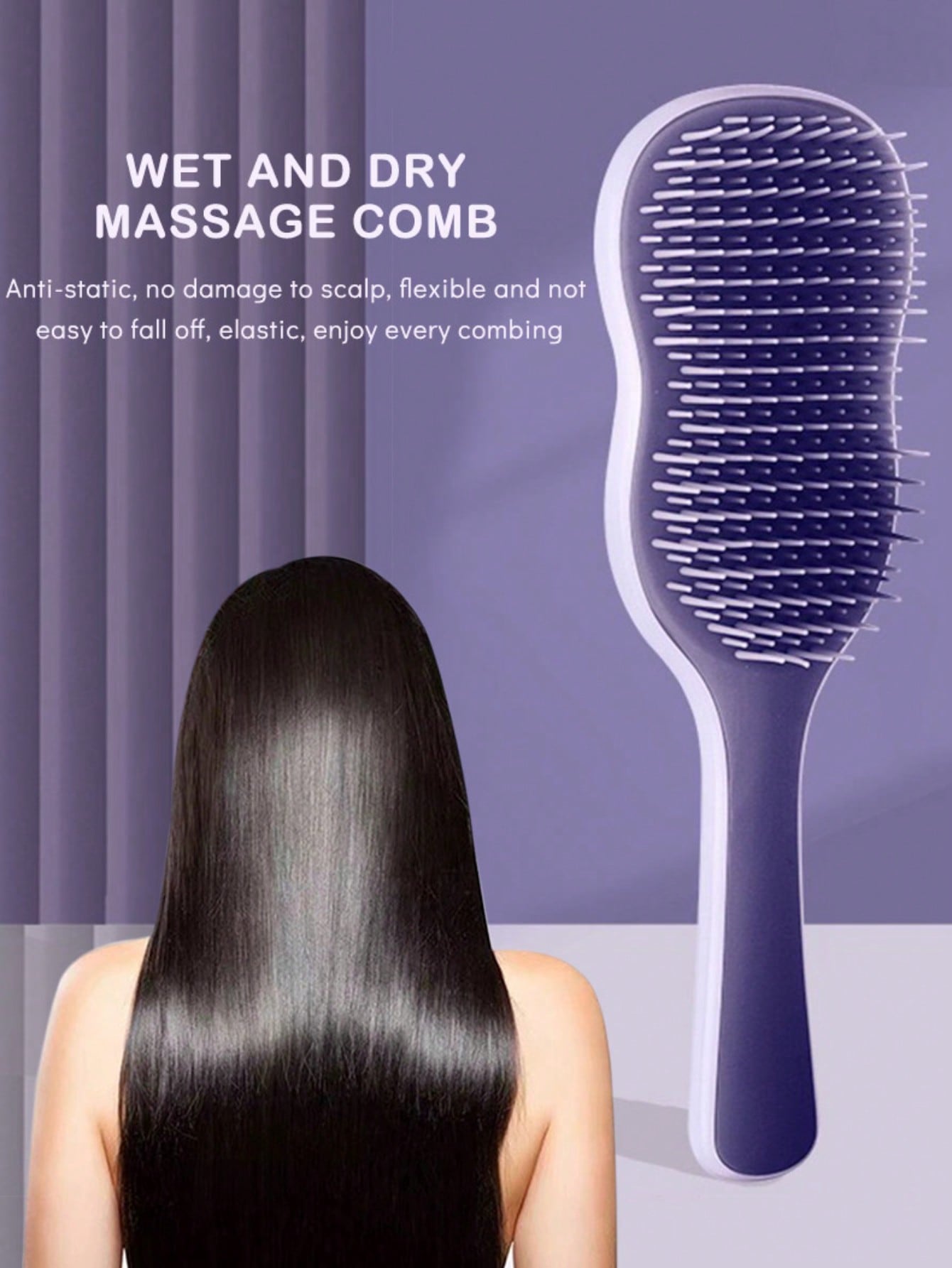 1pc Natural Smooth Hair Brush, - Hair Care For Curly Dry Hair 评论和价格