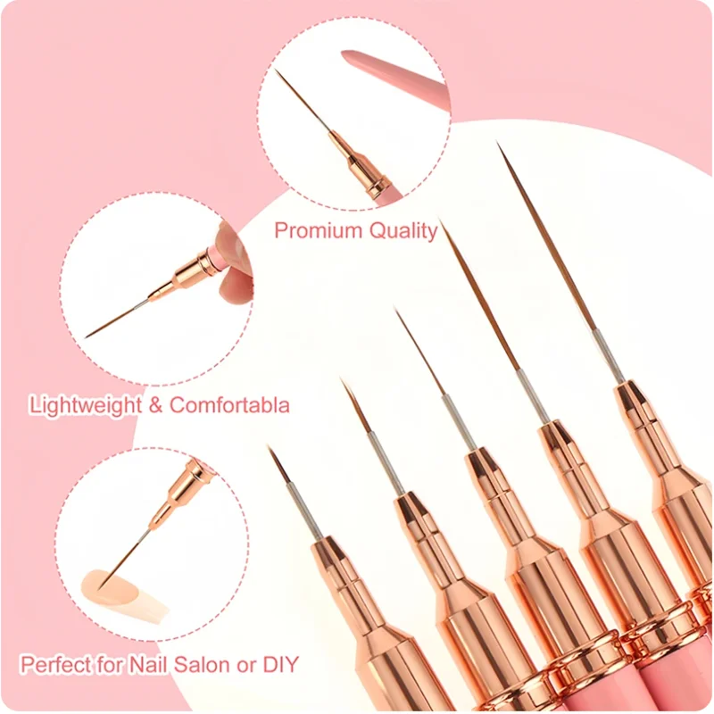 5pc/1set Nail Art Liner Brushe - Hair Care Gel 评论和价格