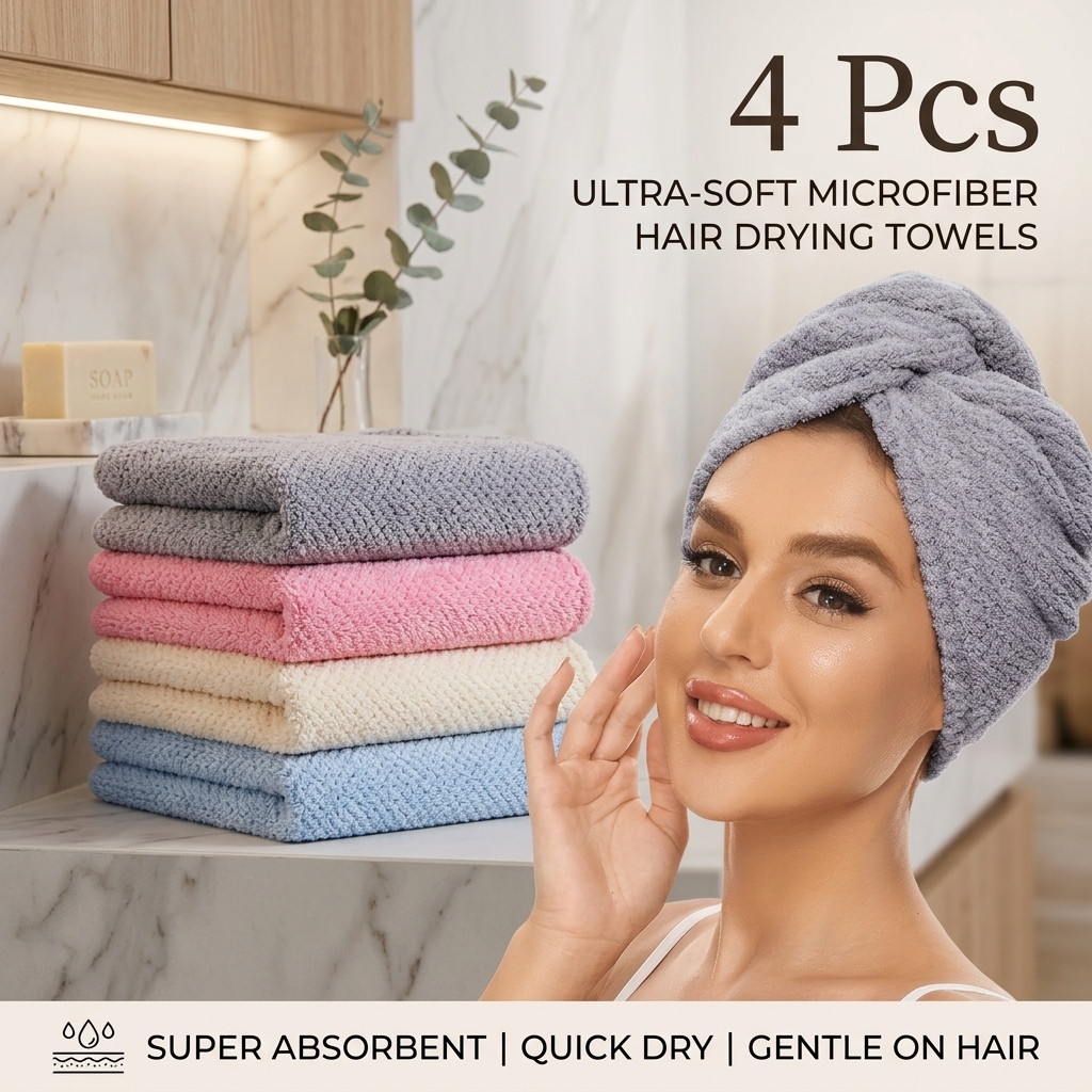 4Pack  Microfiber Hair Drying  - Hair Care For Curly Dry Hair 评论和价格