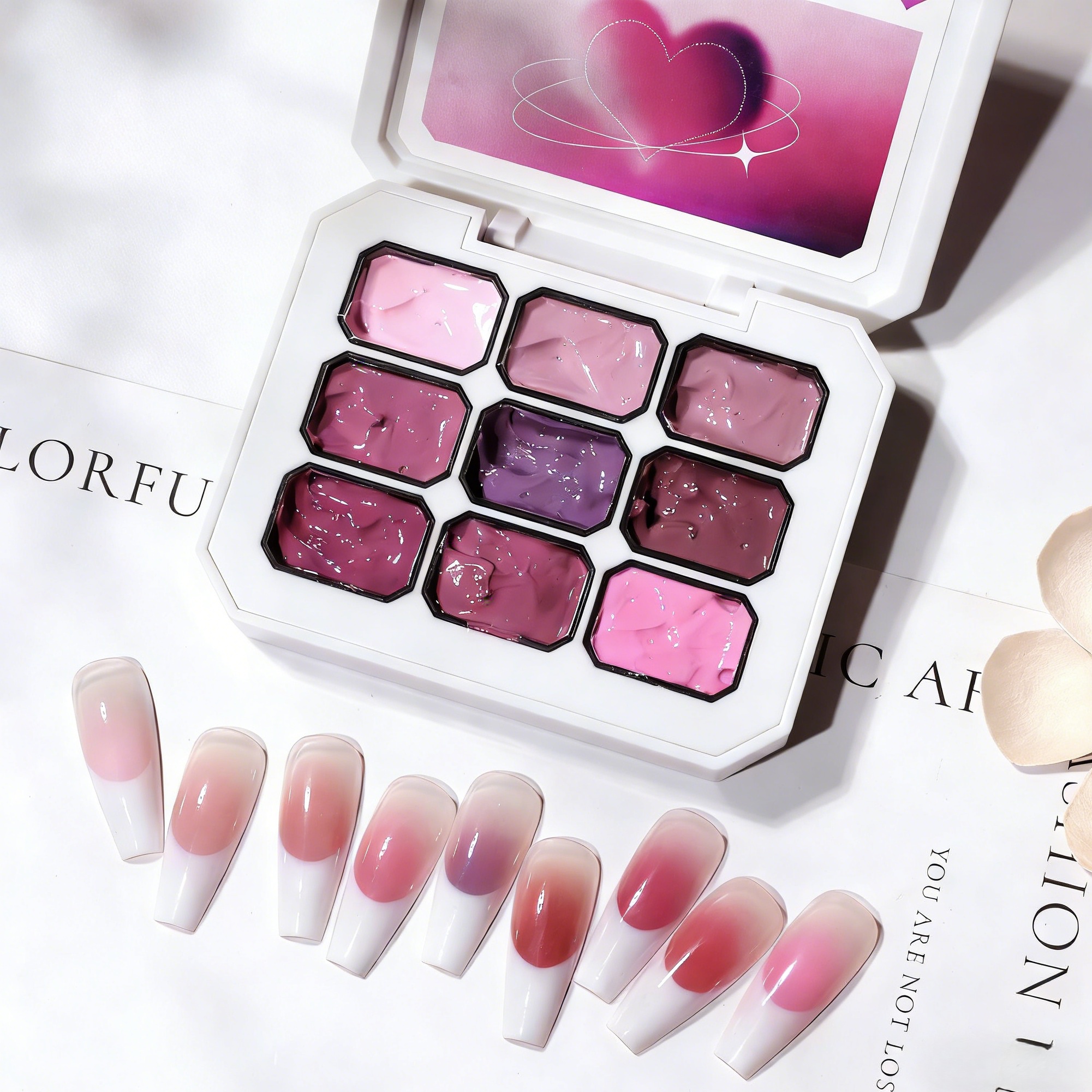 9-color pink solid nail polish - Hair Care Gel 评论和价格
