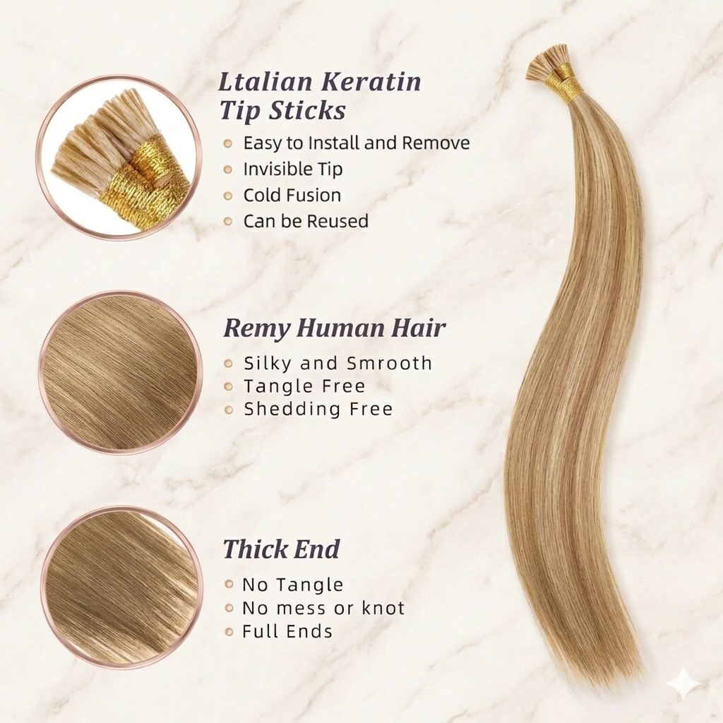 18inch Natural Remy I- Tip Hum - Hair Care Tips 评论和价格